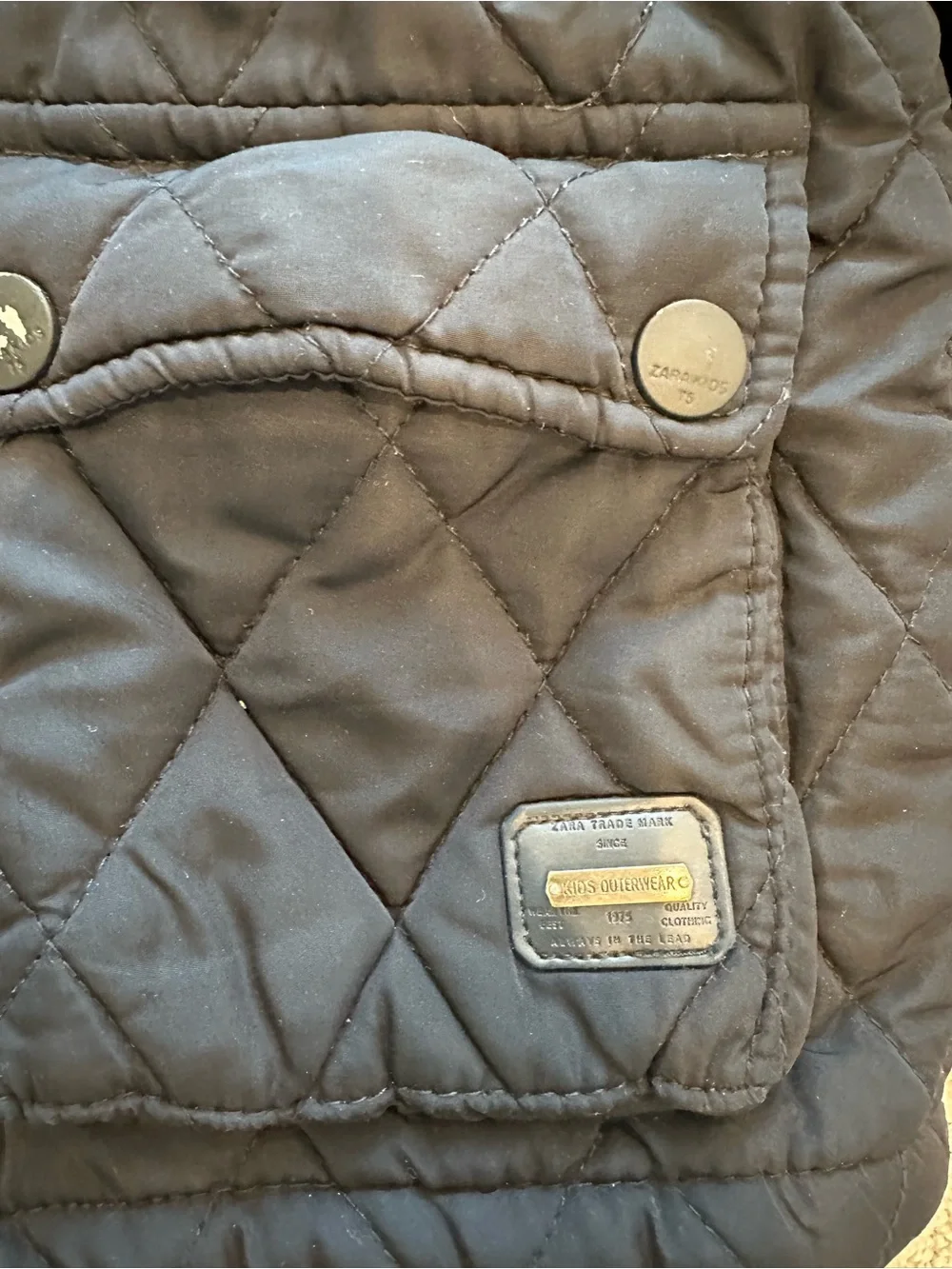 Zara Kids Navy Quilted Hooded Jacket Coat Fleece Lined Boys Size 5 Winter